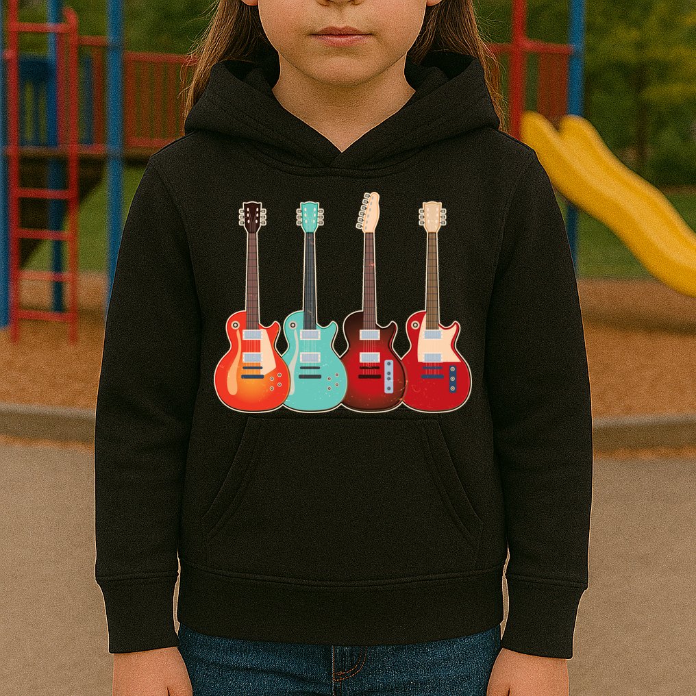 Vintage Multi Guitars Music Kids Hoodie