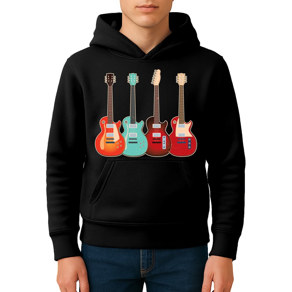 Vintage Multi Guitars Music Kids Hoodie