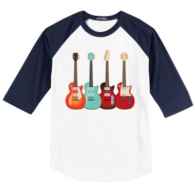 Vintage Multi Guitars Music Baseball Sleeve Shirt