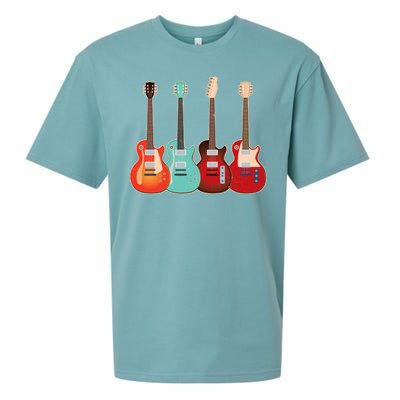 Vintage Multi Guitars Music Sueded Cloud Jersey T-Shirt