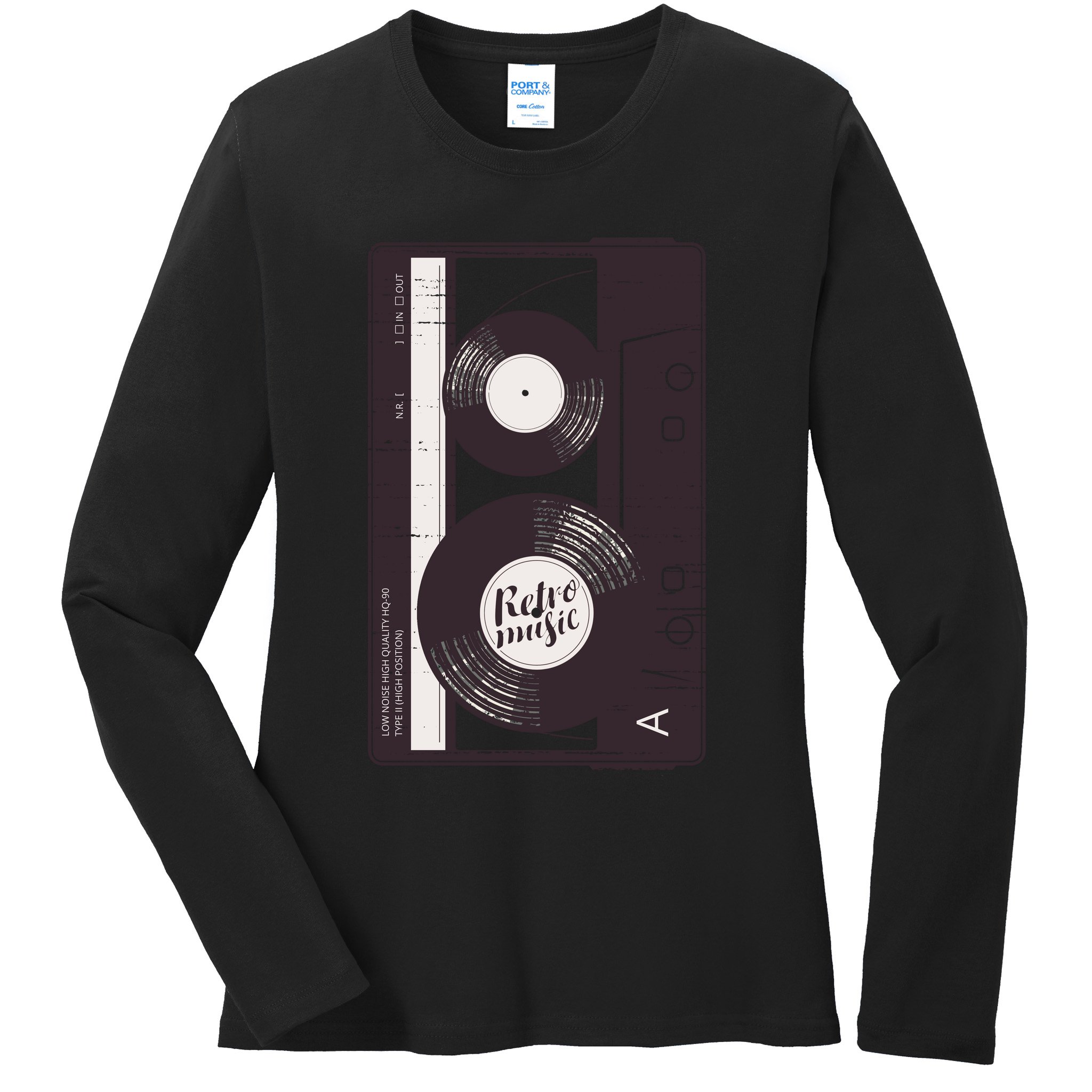 Vintage Music Cassette Tape Classic Ladies Long Sleeve Shirt