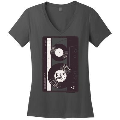 Vintage Music Cassette Tape Classic Women's V-Neck T-Shirt