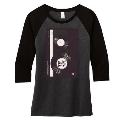 Vintage Music Cassette Tape Classic Women's Tri-Blend 3/4-Sleeve Raglan Shirt