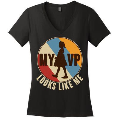 Vintage My VP Looks Like Me Ruby Bridges Emblem Women's V-Neck T-Shirt