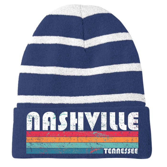 Vintage Nashville Tennessee Striped Beanie with Solid Band