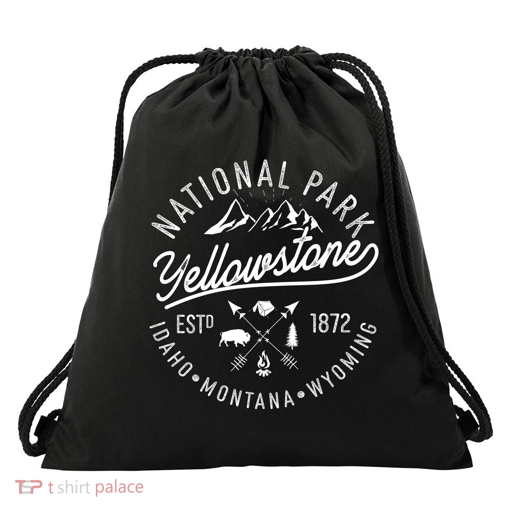 Vintage National Park Yellowstone Estd 1872 Logo Drawstring Bag