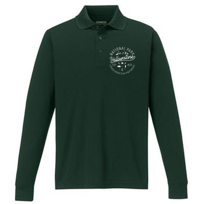 Vintage National Park Yellowstone Estd 1872 Logo Performance Long Sleeve Polo