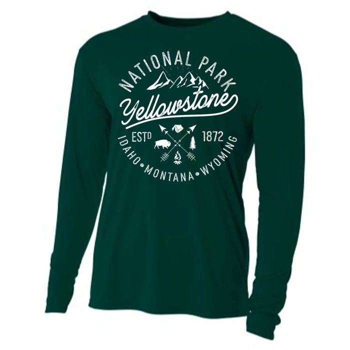 Vintage National Park Yellowstone Estd 1872 Logo Cooling Performance Long Sleeve Crew