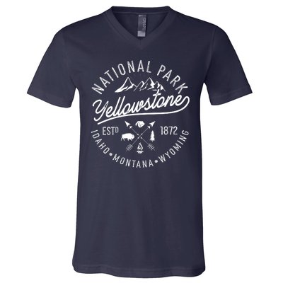 Vintage National Park Yellowstone Estd 1872 Logo V-Neck T-Shirt