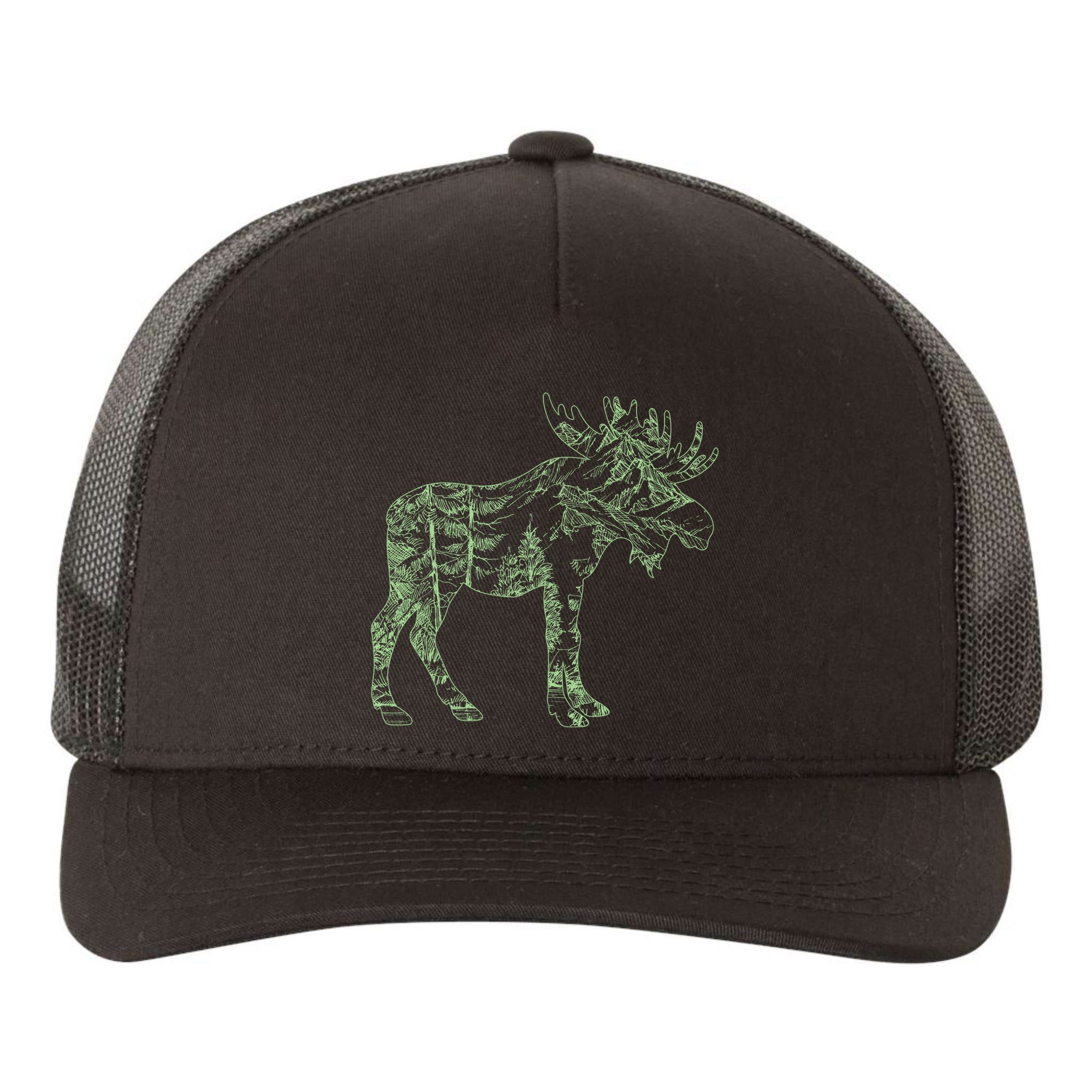 Vintage Nature Lover Moose Forest Yupoong Adult 5-Panel Trucker Hat