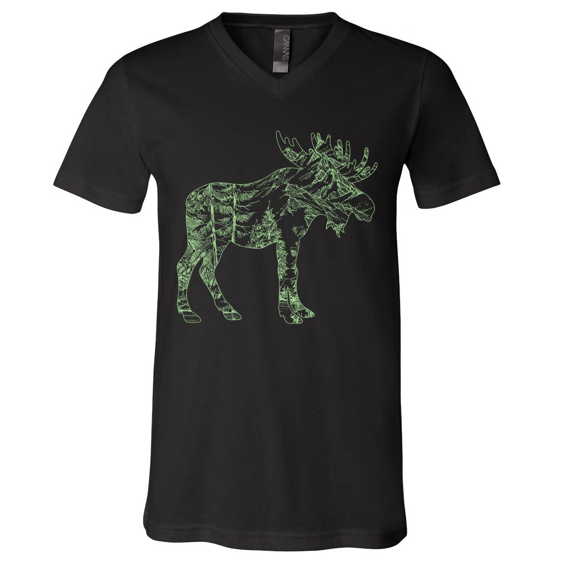 Vintage Nature Lover Moose Forest V-Neck T-Shirt