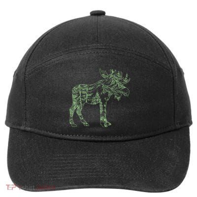 Vintage Nature Lover Moose Forest 7-Panel Snapback Hat