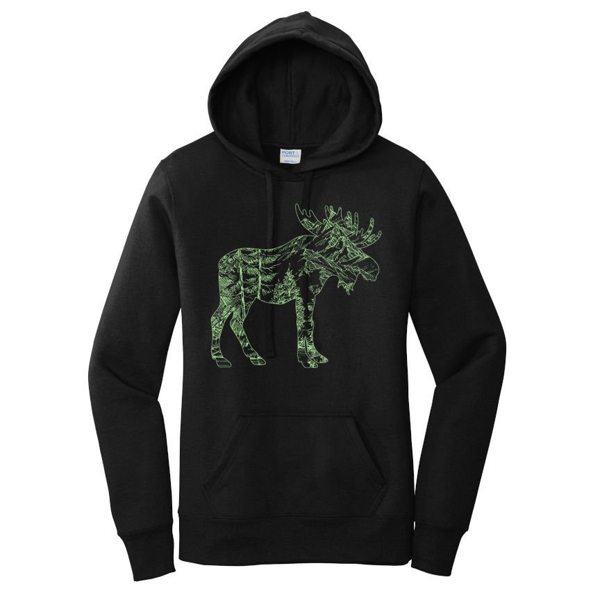 Vintage Nature Lover Moose Forest Women's Pullover Hoodie