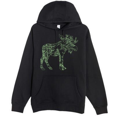 Vintage Nature Lover Moose Forest Premium Pullover Hoodie