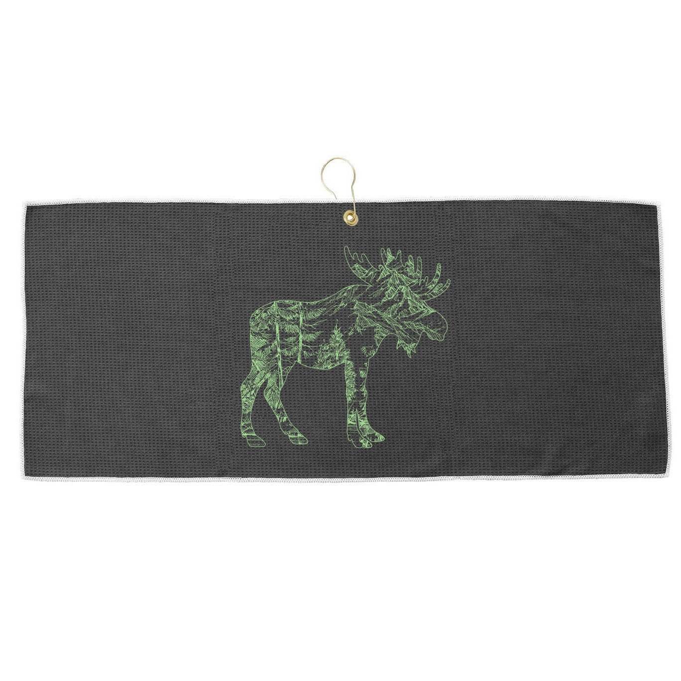 Vintage Nature Lover Moose Forest Large Microfiber Waffle Golf Towel