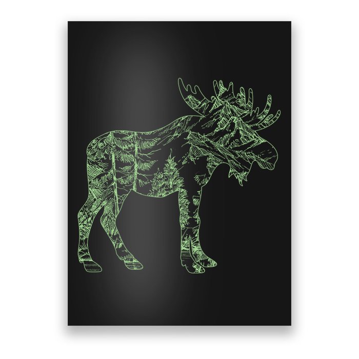 Vintage Nature Lover Moose Forest Poster