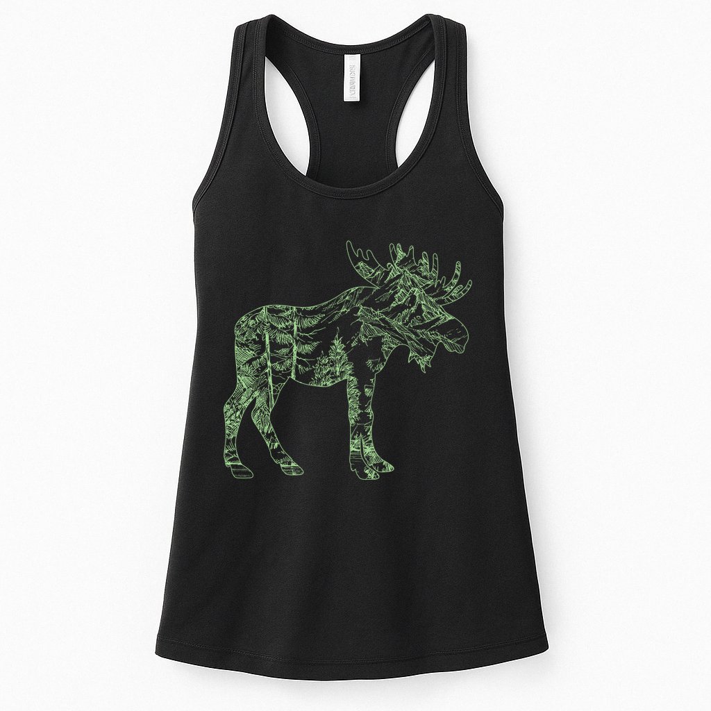 Vintage Nature Lover Moose Forest Womens Tank Top