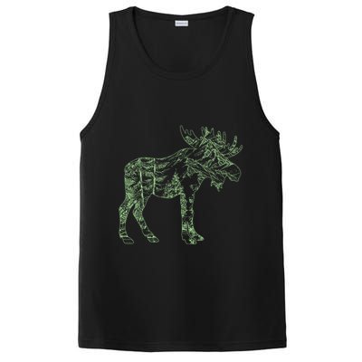 Vintage Nature Lover Moose Forest PosiCharge Competitor Tank