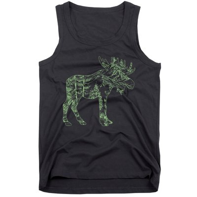 Vintage Nature Lover Moose Forest Tank Top