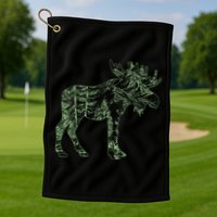 Vintage Nature Lover Moose Forest Golf Towel