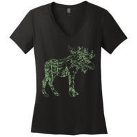 Vintage Nature Lover Moose Forest Women's V-Neck T-Shirt