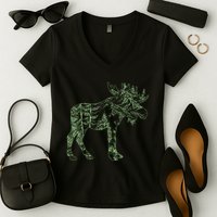 Vintage Nature Lover Moose Forest Women's V-Neck T-Shirt
