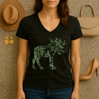 Vintage Nature Lover Moose Forest Women's V-Neck T-Shirt