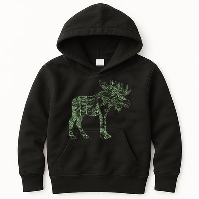 Vintage Nature Lover Moose Forest Kids Hoodie