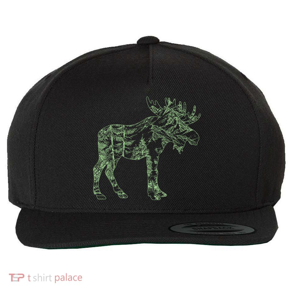 Vintage Nature Lover Moose Forest Wool Snapback Cap
