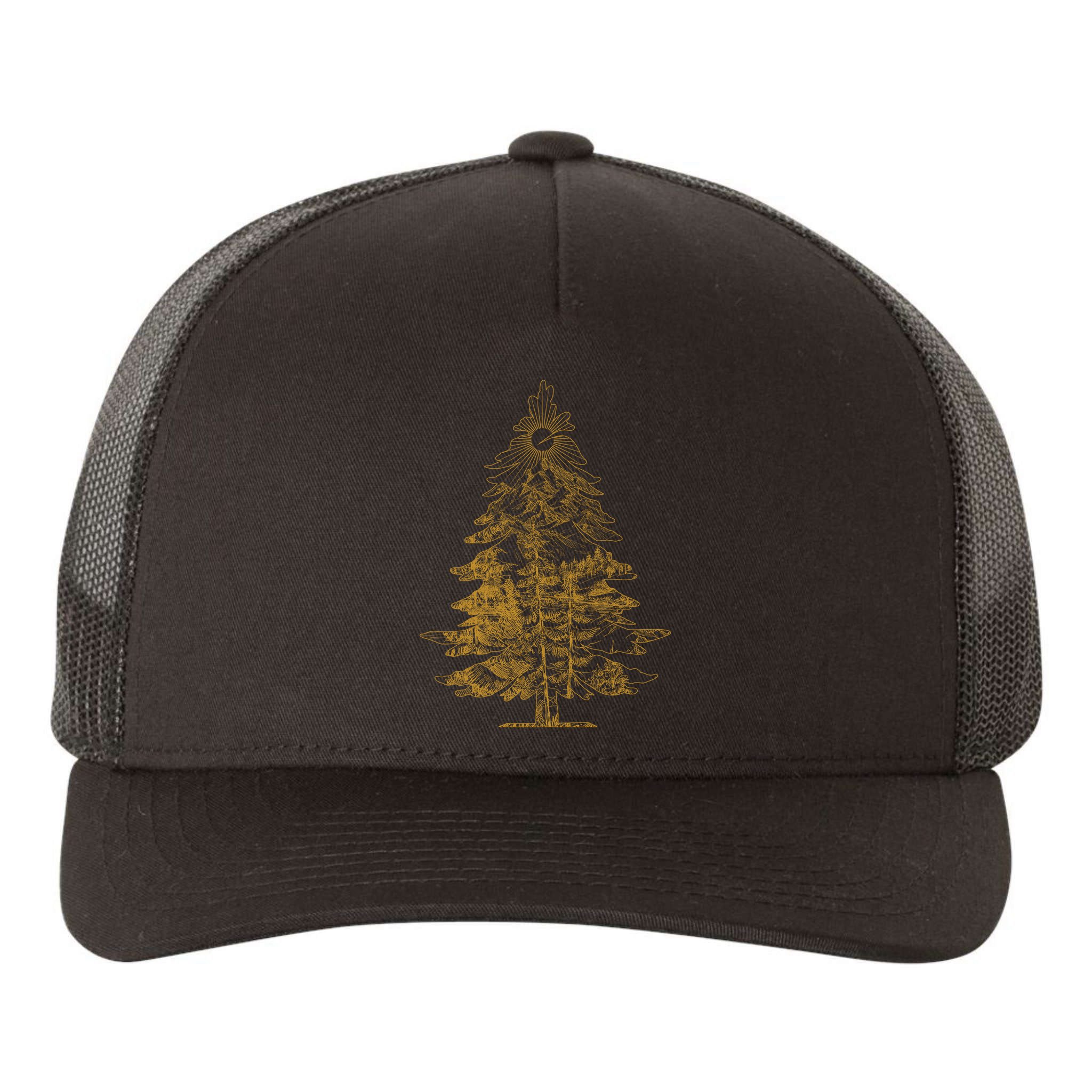 Vintage Nature Lover Pine Tree Forest Yupoong Adult 5-Panel Trucker Hat