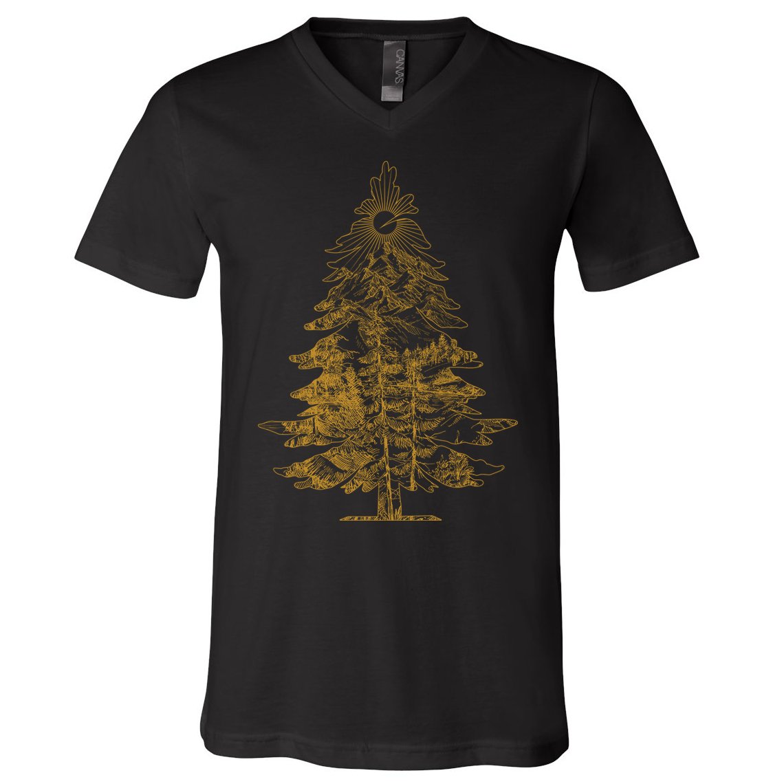 Vintage Nature Lover Pine Tree Forest V-Neck T-Shirt