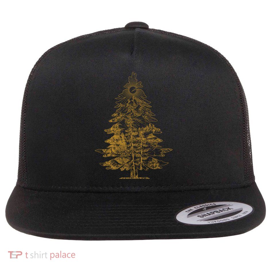 Vintage Nature Lover Pine Tree Forest Flatbill Hat