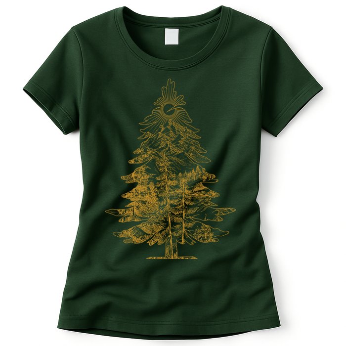 Vintage Nature Lover Pine Tree Forest Womens T-Shirt