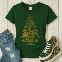 Vintage Nature Lover Pine Tree Forest Womens T-Shirt