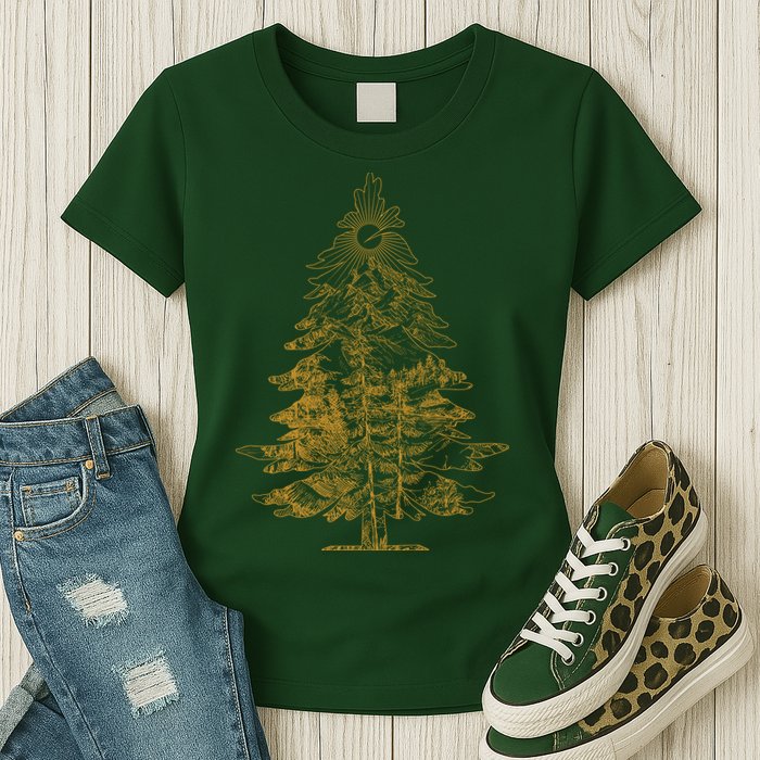 Vintage Nature Lover Pine Tree Forest Womens T-Shirt