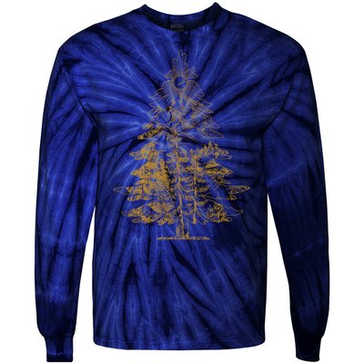 Vintage Nature Lover Pine Tree Forest Tie-Dye Long Sleeve Shirt