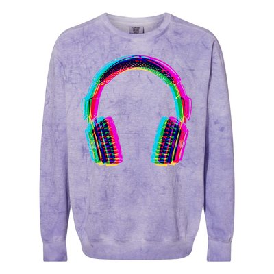 Vintage Neon Headphones Colorblast Crewneck Sweatshirt