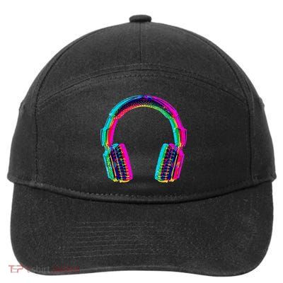 Vintage Neon Headphones 7-Panel Snapback Hat