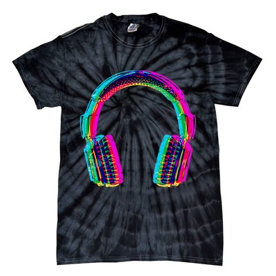 Vintage Neon Headphones Tie-Dye T-Shirt