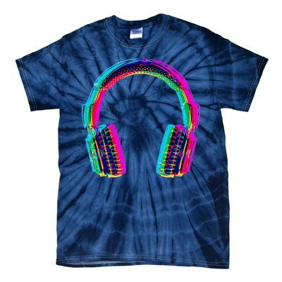 Vintage Neon Headphones Tie-Dye T-Shirt