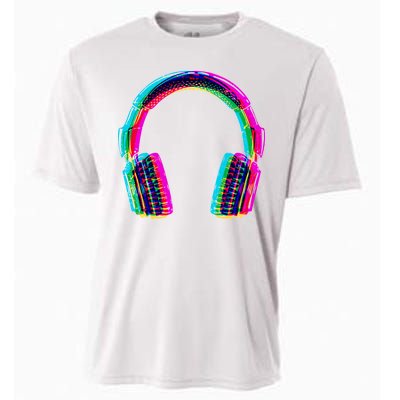 Vintage Neon Headphones Cooling Performance Crew T-Shirt