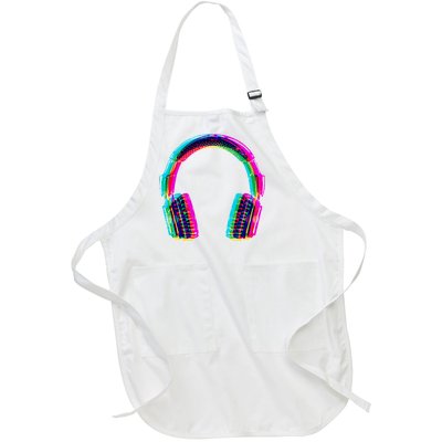 Vintage Neon Headphones Full-Length Apron With Pockets