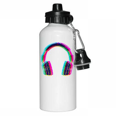 Vintage Neon Headphones Aluminum Water Bottle 