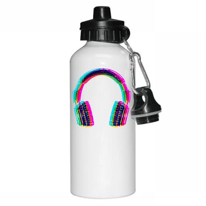 Vintage Neon Headphones Aluminum Water Bottle