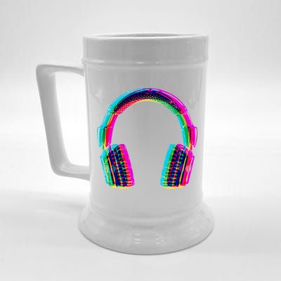 Vintage Neon Headphones Beer Stein