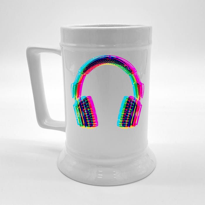 Vintage Neon Headphones Beer Stein