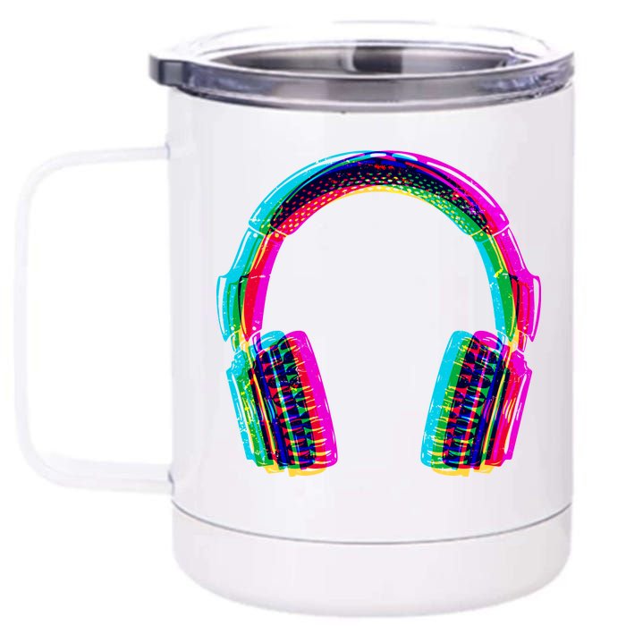 Vintage Neon Headphones 12 oz Stainless Steel Tumbler Cup