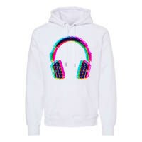 Vintage Neon Headphones Premium Hoodie