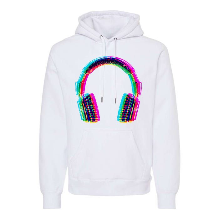 Vintage Neon Headphones Premium Hoodie