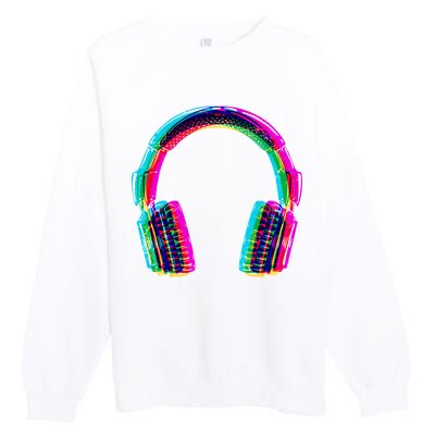 Vintage Neon Headphones Premium Crewneck Sweatshirt